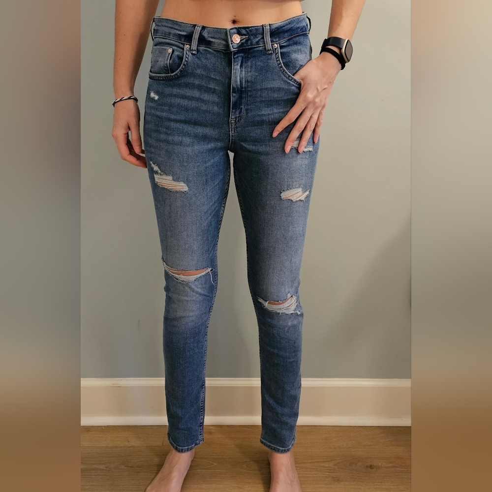 Women's Blue Distressed Jeans